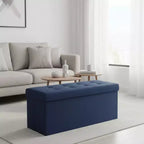 NAYSAYE 43 Pouf Contenitore Panca, Poggiapiedi Pieghevole Seduta Imbottita, Panca Lunga Porta Scarpe, Carico 300 kg per Soggiorno Ingresso Camera da Letto, 109*38*38 cm