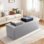 NAYSAYE 43 Pouf Contenitore Panca, Poggiapiedi Pieghevole Seduta Imbottita, Panca Lunga Porta Scarpe, Carico 300 kg per Soggiorno Ingresso Camera da Letto, 109*38*38 cm