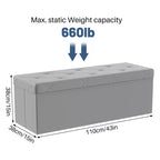 NAYSAYE 43 Pouf Contenitore Panca, Poggiapiedi Pieghevole Seduta Imbottita, Panca Lunga Porta Scarpe, Carico 300 kg per Soggiorno Ingresso Camera da Letto, 109*38*38 cm