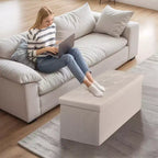NAYSAYE 43 Pouf Contenitore Panca, Poggiapiedi Pieghevole Seduta Imbottita, Panca Lunga Porta Scarpe, Carico 300 kg per Soggiorno Ingresso Camera da Letto, 109*38*38 cm