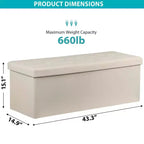 NAYSAYE 43 Pouf Contenitore Panca, Poggiapiedi Pieghevole Seduta Imbottita, Panca Lunga Porta Scarpe, Carico 300 kg per Soggiorno Ingresso Camera da Letto, 109*38*38 cm