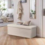 NAYSAYE 43 Pouf Contenitore Panca, Poggiapiedi Pieghevole Seduta Imbottita, Panca Lunga Porta Scarpe, Carico 300 kg per Soggiorno Ingresso Camera da Letto, 109*38*38 cm
