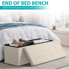 NAYSAYE 43 Pouf Contenitore Panca, Poggiapiedi Pieghevole Seduta Imbottita, Panca Lunga Porta Scarpe, Carico 300 kg per Soggiorno Ingresso Camera da Letto, 109*38*38 cm