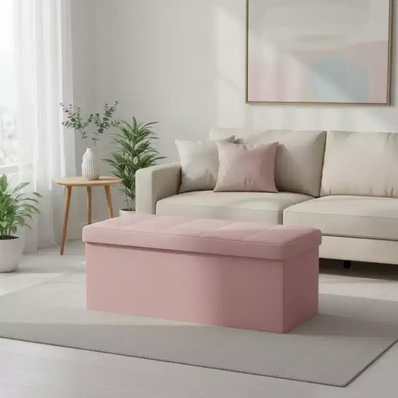 NAYSAYE 43 Pouf Contenitore Panca, Poggiapiedi Pieghevole Seduta Imbottita, Panca Lunga Porta Scarpe, Carico 300 kg per Soggiorno Ingresso Camera da Letto, 109*38*38 cm