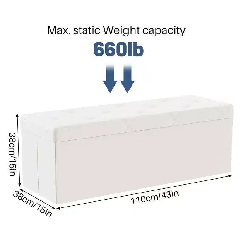 NAYSAYE 43 Pouf Contenitore Panca, Poggiapiedi Pieghevole Seduta Imbottita, Panca Lunga Porta Scarpe, Carico 300 kg per Soggiorno Ingresso Camera da Letto, 109*38*38 cm