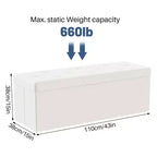 NAYSAYE 43 Pouf Contenitore Panca, Poggiapiedi Pieghevole Seduta Imbottita, Panca Lunga Porta Scarpe, Carico 300 kg per Soggiorno Ingresso Camera da Letto, 109*38*38 cm