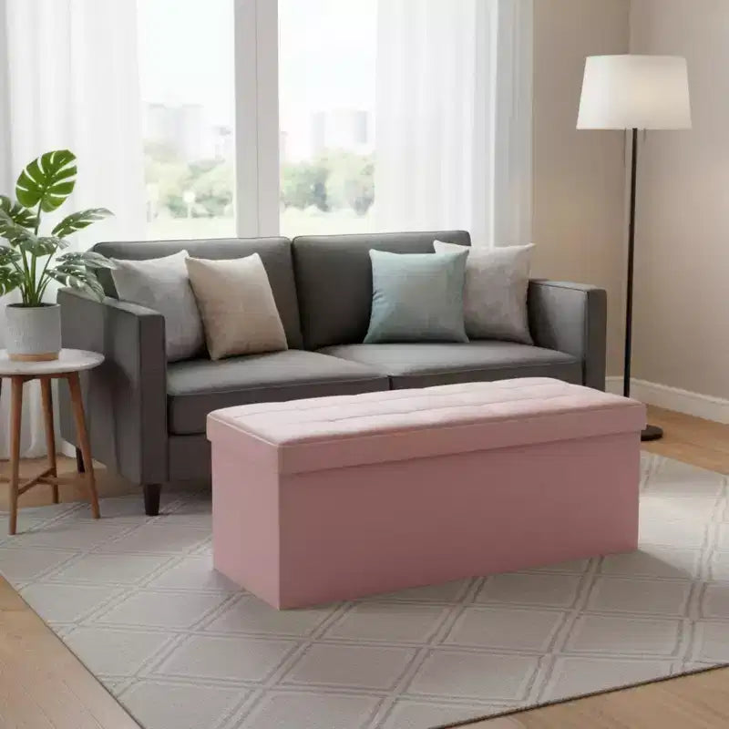 NAYSAYE 43 Pouf Contenitore Panca, Poggiapiedi Pieghevole Seduta Imbottita, Panca Lunga Porta Scarpe, Carico 300 kg per Soggiorno Ingresso Camera da Letto, 109*38*38 cm