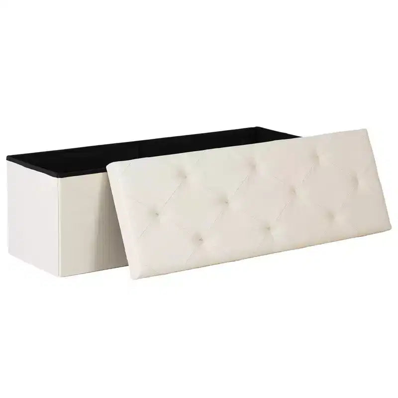 NAYSAYE 43 Pouf Contenitore Panca, Poggiapiedi Pieghevole Seduta Imbottita, Panca Lunga Porta Scarpe, Carico 300 kg per Soggiorno Ingresso Camera da Letto, 109*38*38 cm