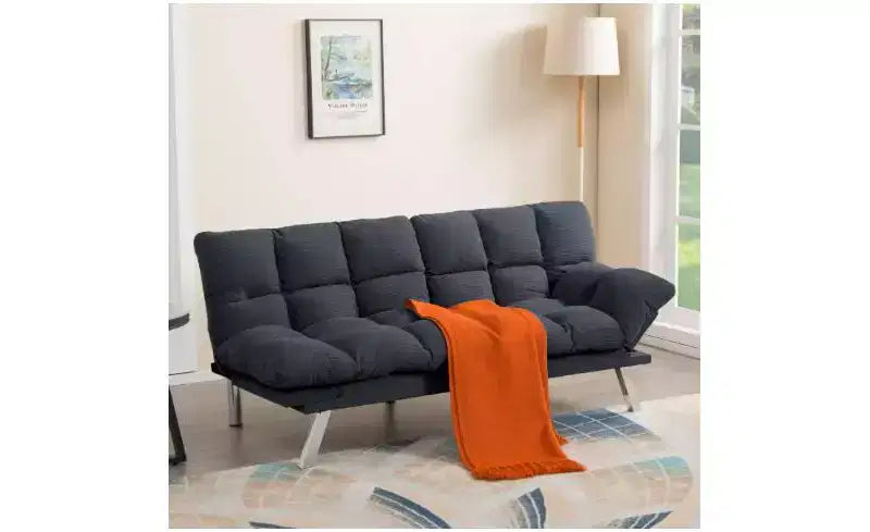 Okak Divano Letto Moderno in Velluto a Coste Convertibile con Schienale e Braccioli Regolabili, Divano Futon Imbottito per Soggiorno, Appartamento