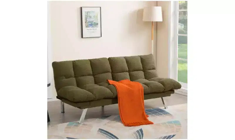 Okak Divano Letto Moderno in Velluto a Coste Convertibile con Schienale e Braccioli Regolabili, Divano Futon Imbottito per Soggiorno, Appartamento