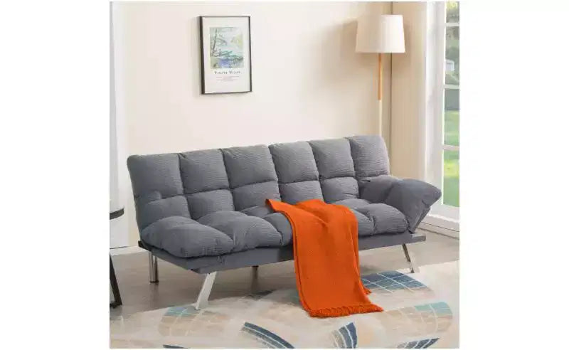 Okak Divano Letto Moderno in Velluto a Coste Convertibile con Schienale e Braccioli Regolabili, Divano Futon Imbottito per Soggiorno, Appartamento