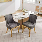 Okak Sedie da pranzo moderne in ciniglia con gambe curve placcate in oro, set di 2 sedie da pranzo imbottite con rifiniture a rivetti, sedie da cucina per la casa