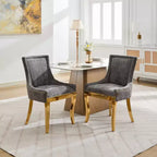 Okak Sedie da pranzo moderne in ciniglia con gambe curve placcate in oro, set di 2 sedie da pranzo imbottite con rifiniture a rivetti, sedie da cucina per la casa