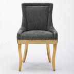 Okak Sedie da pranzo moderne in ciniglia con gambe curve placcate in oro, set di 2 sedie da pranzo imbottite con rifiniture a rivetti, sedie da cucina per la casa