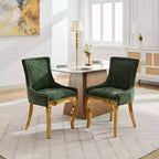 Okak Sedie da pranzo moderne in ciniglia con gambe curve placcate in oro, set di 2 sedie da pranzo imbottite con rifiniture a rivetti, sedie da cucina per la casa