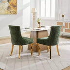 Okak Sedie da pranzo moderne in ciniglia con gambe curve placcate in oro, set di 2 sedie da pranzo imbottite con rifiniture a rivetti, sedie da cucina per la casa