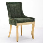 Okak Sedie da pranzo moderne in ciniglia con gambe curve placcate in oro, set di 2 sedie da pranzo imbottite con rifiniture a rivetti, sedie da cucina per la casa