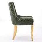 Okak Sedie da pranzo moderne in ciniglia con gambe curve placcate in oro, set di 2 sedie da pranzo imbottite con rifiniture a rivetti, sedie da cucina per la casa