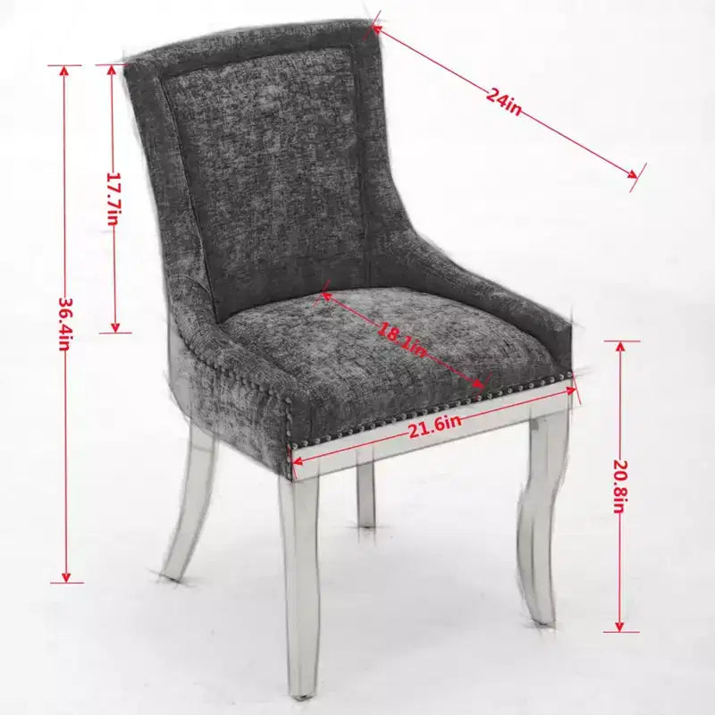 Okak Sedie da pranzo moderne in ciniglia con gambe curve placcate in oro, set di 2 sedie da pranzo imbottite con rifiniture a rivetti, sedie da cucina per la casa