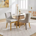 Okak Modern Chenille Dining Chairs with Curved Gold Plated Legs, Upholstered Dining Chairs Set of 2 with Rivet Trim, Kitchen Chairs for Home