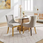 Okak Modern Chenille Dining Chairs with Curved Gold Plated Legs, Upholstered Dining Chairs Set of 2 with Rivet Trim, Kitchen Chairs for Home