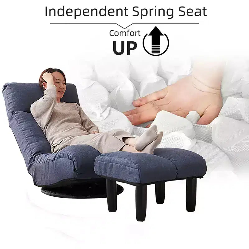 Poltrona girevole accentata TUYOHW con pouf, poltrona ergonomica con schienale e poggiatesta multiposizione, divano singolo per soggiorno, camera da letto