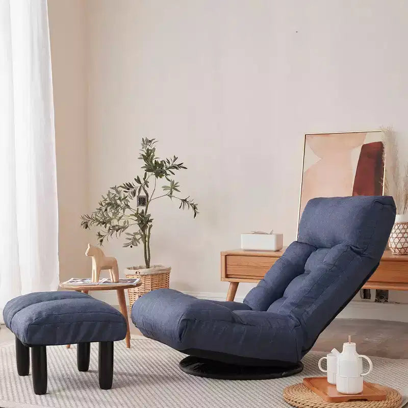 Poltrona girevole accentata TUYOHW con pouf, poltrona ergonomica con schienale e poggiatesta multiposizione, divano singolo per soggiorno, camera da letto