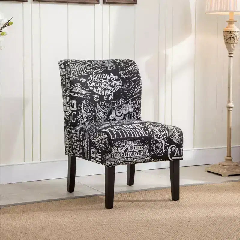 TUYOHW Poltrona Moderna con Stampa, Comoda Sedia Imbottita con Schienale di Media Altezza, Sedia Senza Braccioli, Poltrona per Soggiorno, Camera da Letto