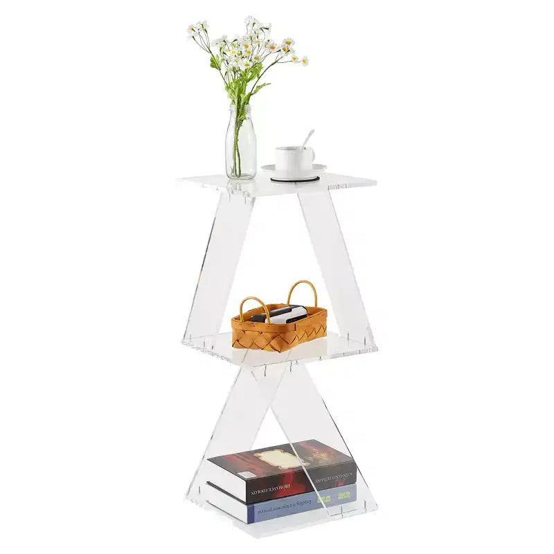 Libreria a Scaletta a 3 Livelli in Acrilico Trasparente - Scaffale da Parete Salvaspazio (FM106 Albero a Tre Strati) per Soggiorno/Bagno, 11.8x11.8x27.4