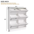 VIYET 49 Scarpiera sottile in stile crema, organizer in MDF bianco con 6 cassetti a ribalta e 3 ganci argentati (ripiani regolabili)