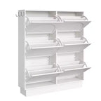 VIYET 49 Scarpiera sottile in stile crema, organizer in MDF bianco con 6 cassetti a ribalta e 3 ganci argentati (ripiani regolabili)