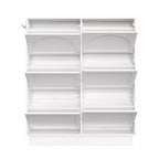 VIYET 49 Scarpiera sottile in stile crema, organizer in MDF bianco con 6 cassetti a ribalta e 3 ganci argentati (ripiani regolabili)