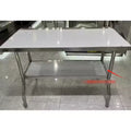 201 Stainless Steel Folding Table, Round Legs Straight Edges, Double Layer,