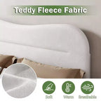 Struttura letto imbottita queen-size White Queen Size in Teddy Bouclé Morbida testiera Cloud Design Marshmallow Moderno Nessuna molla necessaria Supporto silenzioso
