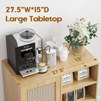 Credenza in rattan da 15 pollici JVNOXK con ripiani regolabili e cassetti a scorrimento fluido, adatta per soggiorni e cucine, colore naturale