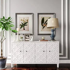 Madia Moderna in Legno con 4 Ante, Credenza da Cucina/Soggiorno con Ripiani Regolabili e Maniglie Quadrate