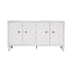 Madia Moderna in Legno con 4 Ante, Credenza da Cucina/Soggiorno con Ripiani Regolabili e Maniglie Quadrate