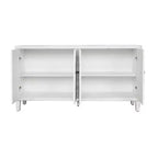 Madia Moderna in Legno con 4 Ante, Credenza da Cucina/Soggiorno con Ripiani Regolabili e Maniglie Quadrate