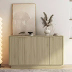 JVNOXK Modern wooden sideboard with storage space, recessed side cabinet, large sideboard with adjustable shelves, suitable for living room