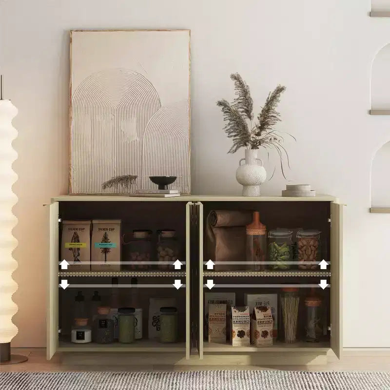 JVNOXK Madia moderna in legno con spazio contenitivo, credenza laterale a incasso, madia grande con ripiani regolabili, adatta per il soggiorno