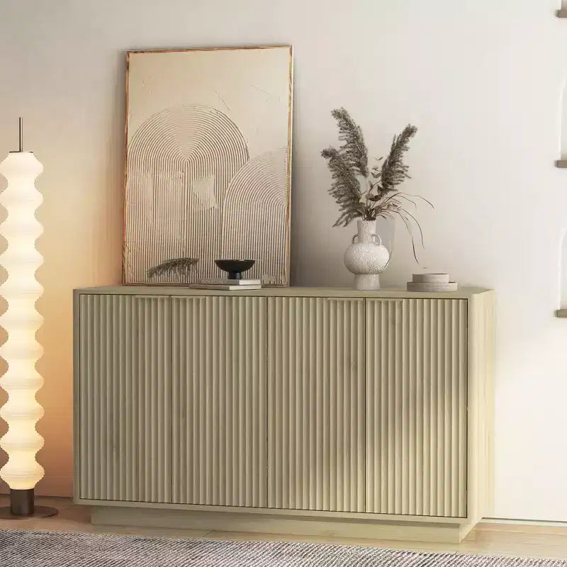 JVNOXK Madia moderna in legno con spazio contenitivo, credenza laterale a incasso, madia grande con ripiani regolabili, adatta per il soggiorno