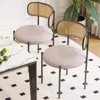 Okak Sedie da Pranzo Moderne Set da 2/4, Sedie da Pranzo Imbottite con Schienale in Rattan e Gambe in Metallo, Sedie da Cucina per Sala da Pranzo, Soggiorno