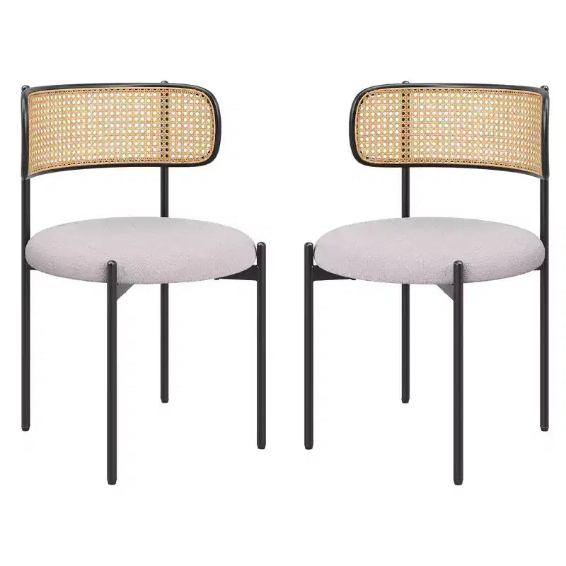 Okak Sedie da Pranzo Moderne Set da 2/4, Sedie da Pranzo Imbottite con Schienale in Rattan e Gambe in Metallo, Sedie da Cucina per Sala da Pranzo, Soggiorno