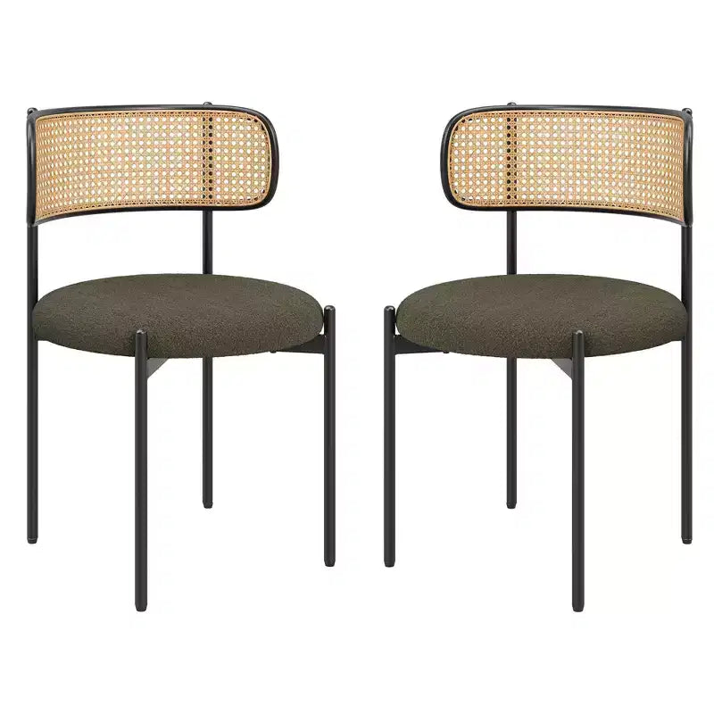 Okak Sedie da Pranzo Moderne Set da 2/4, Sedie da Pranzo Imbottite con Schienale in Rattan e Gambe in Metallo, Sedie da Cucina per Sala da Pranzo, Soggiorno