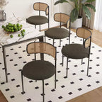 Okak Sedie da Pranzo Moderne Set da 2/4, Sedie da Pranzo Imbottite con Schienale in Rattan e Gambe in Metallo, Sedie da Cucina per Sala da Pranzo, Soggiorno
