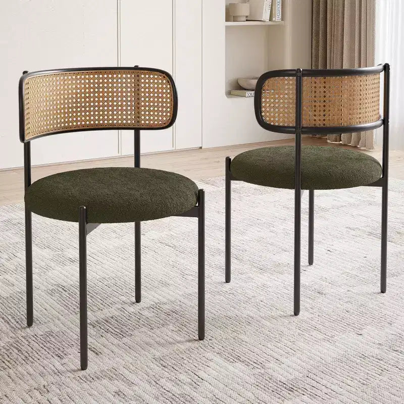 Okak Sedie da Pranzo Moderne Set da 2/4, Sedie da Pranzo Imbottite con Schienale in Rattan e Gambe in Metallo, Sedie da Cucina per Sala da Pranzo, Soggiorno