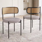 Okak Modern Dining Chairs Set of 2/4, Upholstered Dining Chairs with Rattan Back and Metal Legs, Kitchen Chairs for Dining Room, Living Room