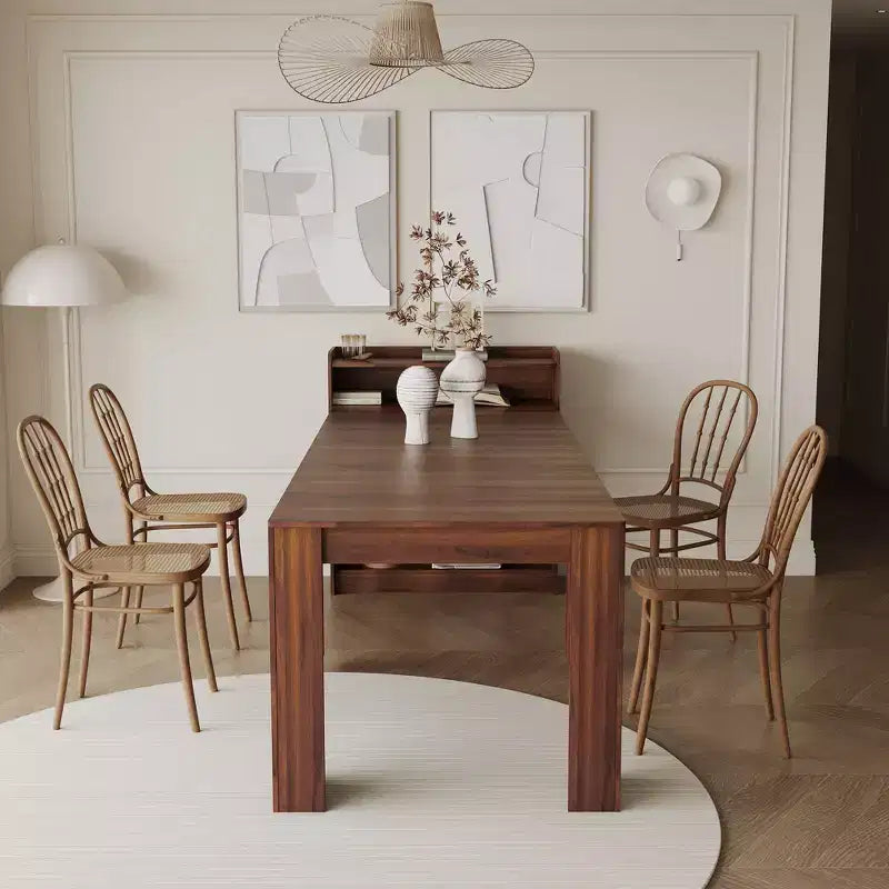 TUYOHW Tavolo da pranzo in legno per 6-8 persone, tavolo consolle allungabile con contenitore, tavolo salvaspazio e versatile per soggiorno, piccoli spazi, appartamento