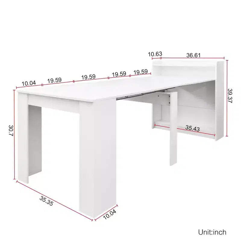 TUYOHW Tavolo da pranzo in legno per 6-8 persone, tavolo consolle allungabile con contenitore, tavolo salvaspazio e versatile per soggiorno, piccoli spazi, appartamento