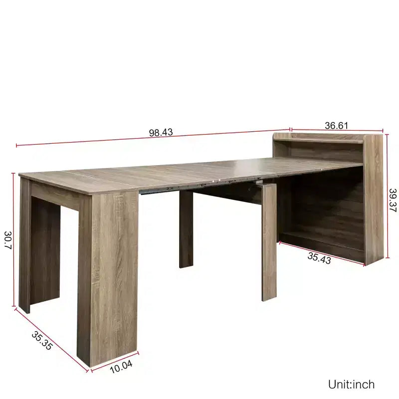 TUYOHW Tavolo da pranzo in legno per 6-8 persone, tavolo consolle allungabile con contenitore, tavolo salvaspazio e versatile per soggiorno, piccoli spazi, appartamento